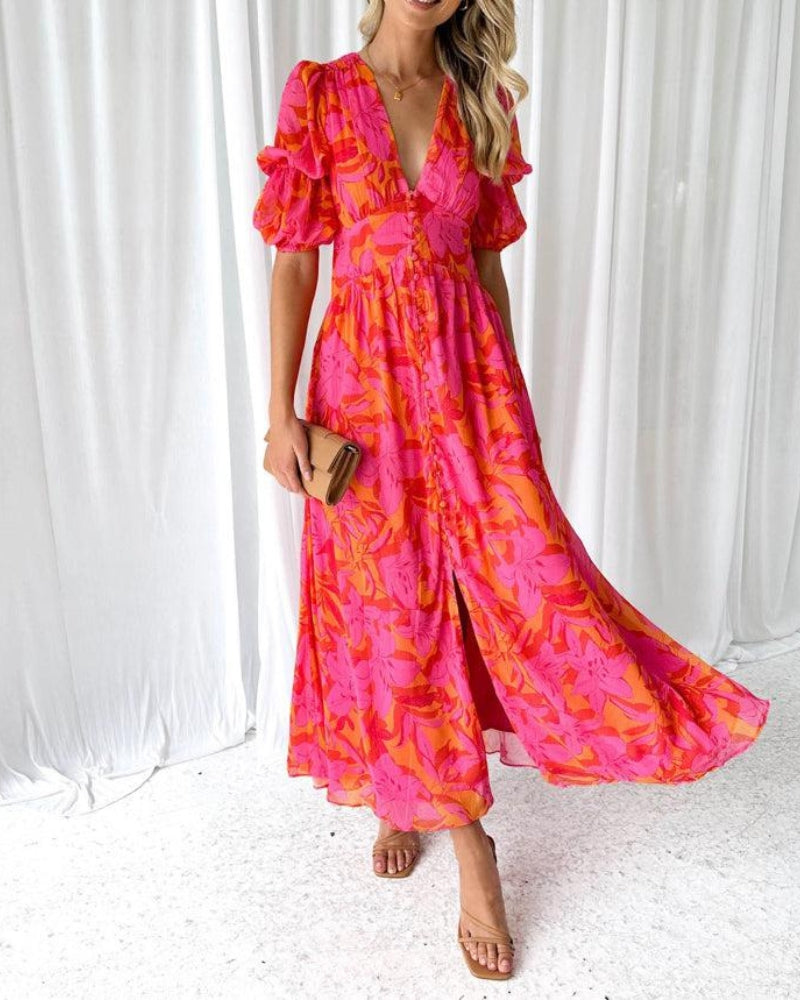 Ralendo™ - Red Pink Maxi Dress